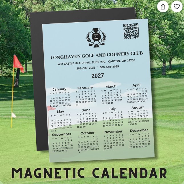 Calendrier magnétique 2027 Ligue de golf Logo Code (Créateur téléchargé)
