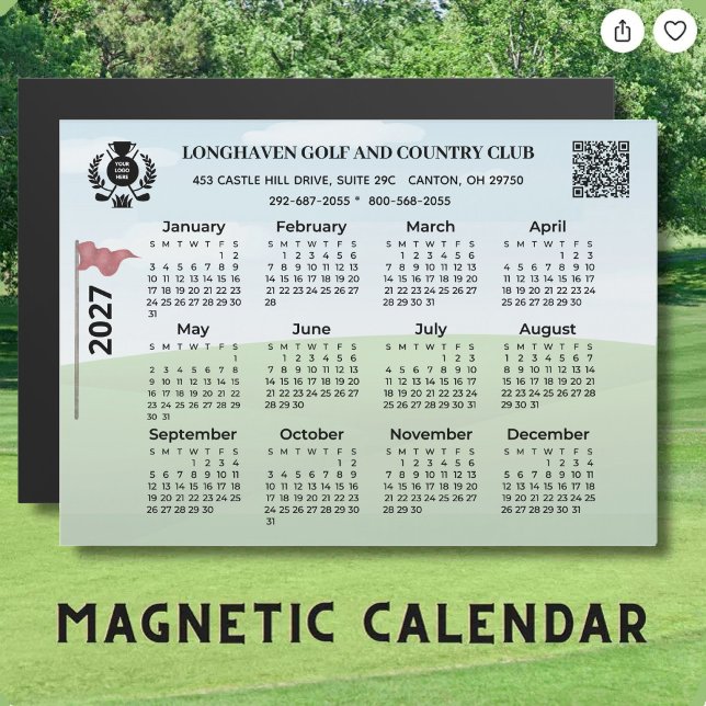 Calendrier magnétique 2027 Ligue de golf Logo Code (Créateur téléchargé)