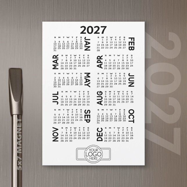 Calendrier magnétique 2027 Logo d'entreprise Carte (2027 Calendar Magnet)