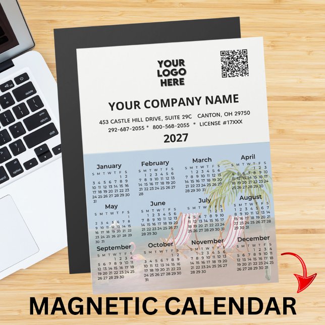 Calendrier magnétique 2027 Plage Océan Palmiers (Créateur téléchargé)