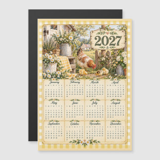 Calendrier Magnétique 2027 - Poules de Ferme Vinta