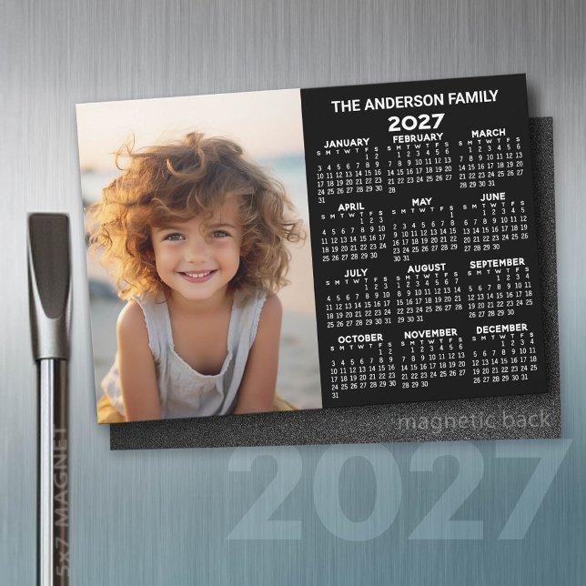 Calendrier Magnétique 2027 - Vue Annuelle Moderne  (2027 Calendar)