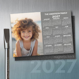 Calendrier Magnétique 2027 - Vue Annuelle Moderne