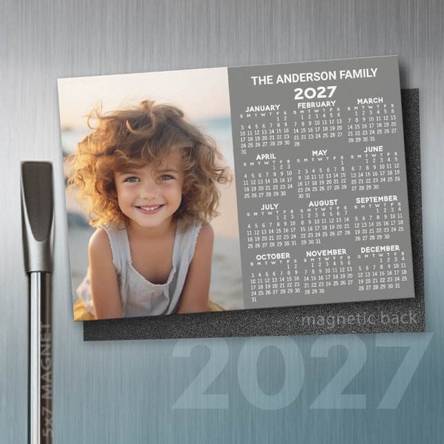 Calendrier Magnétique 2027 - Vue Annuelle Moderne  (2027 Calendar)