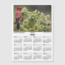 Calendrier magnétique 5x7 2026 Apapane Oiseau Hawa