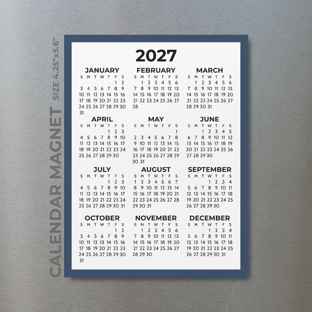Calendrier Magnétique Année Complète 2027 Bordure  (Créateur téléchargé)
