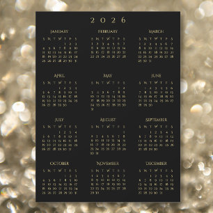 Calendrier magnétique annuel Or Noir 2026
