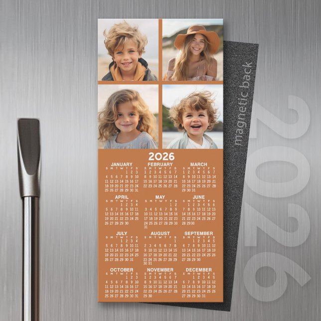 Calendrier magnétique avec collage photo - Terra C (2026 Calendar Magnet for the Fridge or Home Office - Add a Photo for a Personal Touch)