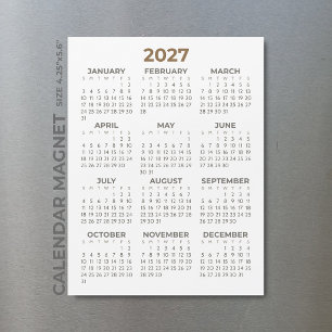 Calendrier Magnétique Basique Simple Marron Beige