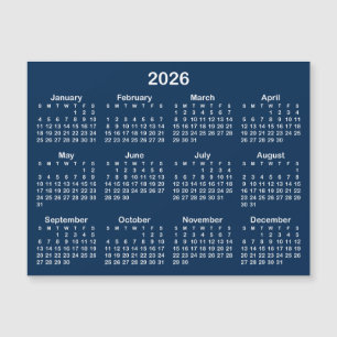 Calendrier Magnétique Bleu Marine et Blanc 2026