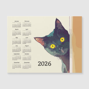 Calendrier Magnétique Chat qui Regarde 2026