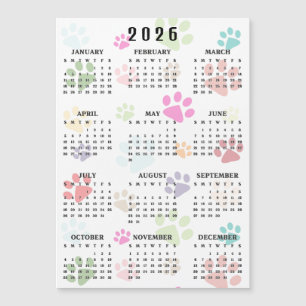Calendrier Magnétique Coloré Empreintes de Patte 2