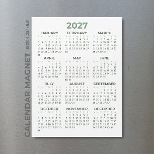 Calendrier Magnétique de Base Simple Vert Olive 20