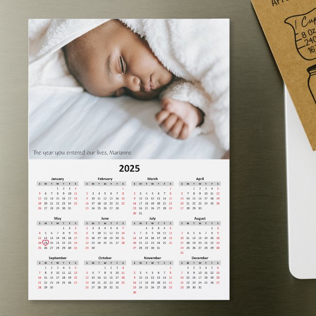 Calendrier magnétique de date de naissance de bébé (Baby Birth Date Magnet)