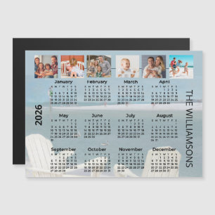 Calendrier magnétique de plage 2026 avec six photo