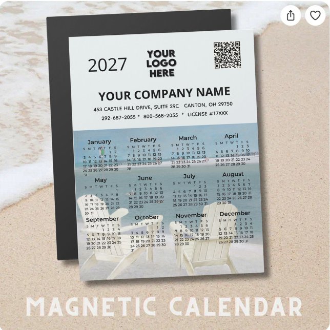 Calendrier magnétique de plage 2027 avec code QR d (Créateur téléchargé)