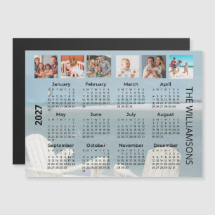 Calendrier magnétique de plage 2027 avec six photo