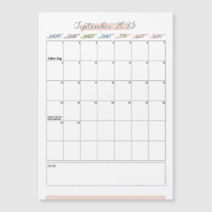 Calendrier magnétique de septembre 2025