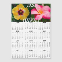 Calendrier magnétique des fleurs Hawaii 2026