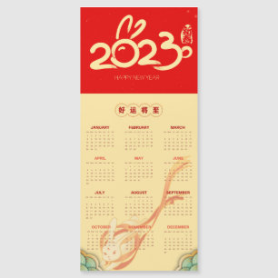 Calendrier magnétique du lapin rouge 2023 année