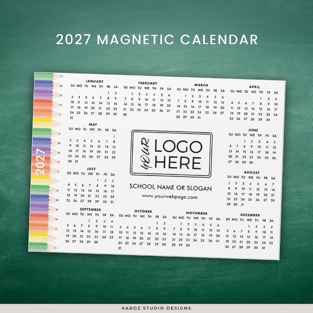 Calendrier Magnétique École Promotionnel 2027 Logo (Add your school's logo, name, or tagline, and webpage.)