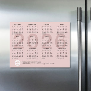 Calendrier Magnétique Entreprise Rose 2026 Logo Pe