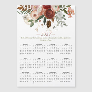 Calendrier magnétique floral élégant 2027 Psaume 1