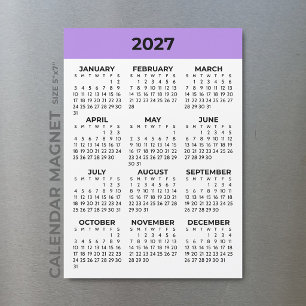 Calendrier Magnétique Lavande 2027 Vue Année Compl