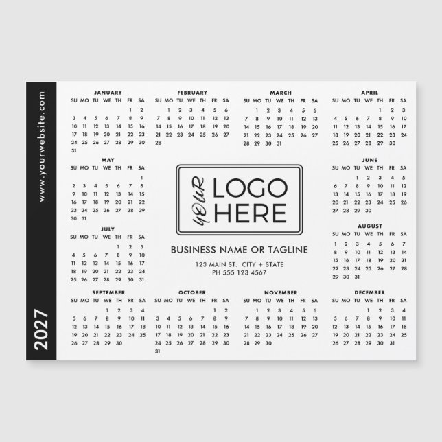Calendrier Magnétique Logo d'Entreprise 2027 (Devant)