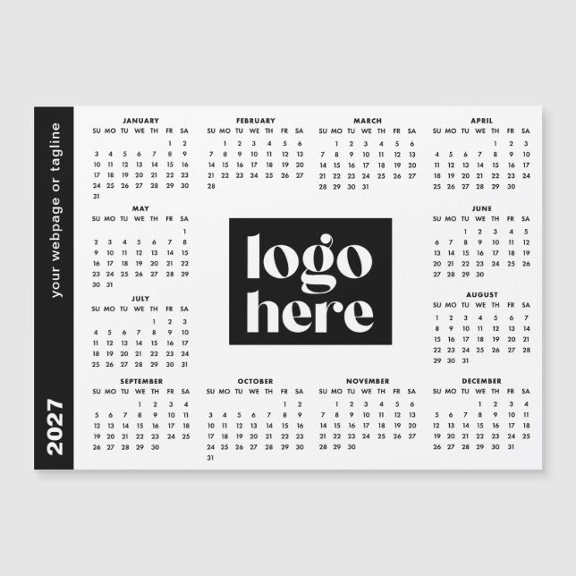 Calendrier Magnétique Logo d'Entreprise Année Comp (Devant)
