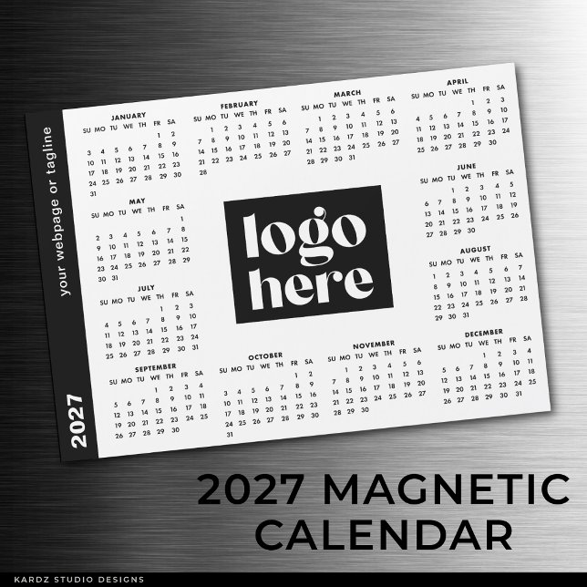 Calendrier Magnétique Logo d'Entreprise Année Comp (Customize calendar with your own logo, custom text, or website.)