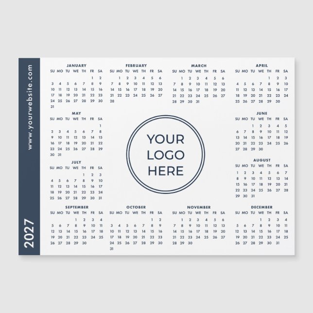 Calendrier magnétique Logo Entreprise Bleu Blanc 2 (Devant)