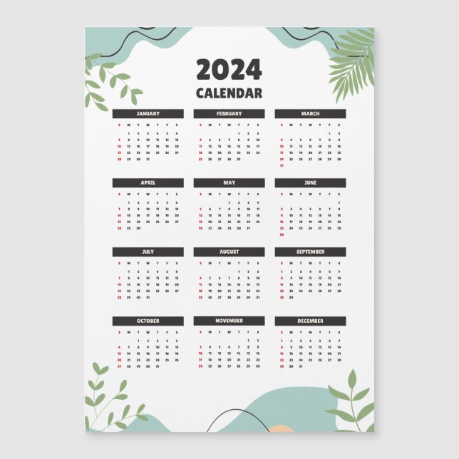 Calendrier magnétique minimal 2024 (Devant)