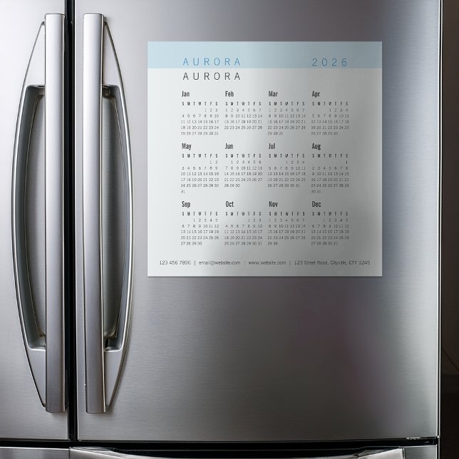 Calendrier magnétique minimal à deux tons bleu (Créateur téléchargé)