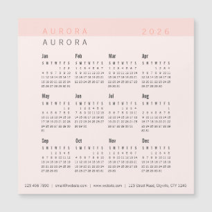 Calendrier magnétique minimal rose à deux tons
