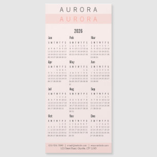 Calendrier magnétique minimal rose à deux tons
