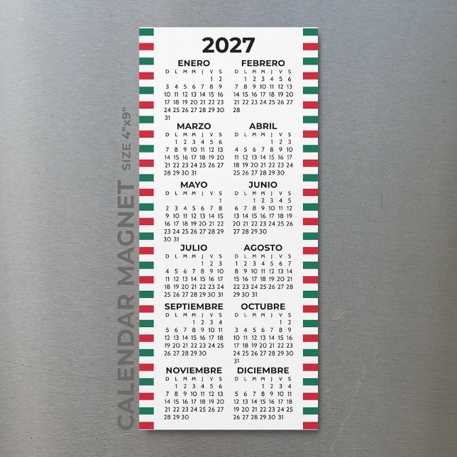 Calendrier Magnétique Minimaliste 2027 Espagnol Me (Créateur téléchargé)