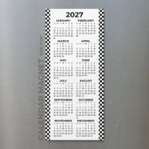Calendrier Magnétique Minimaliste à Carreaux 2027