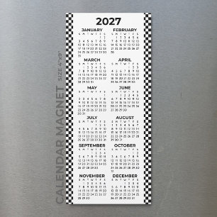 Calendrier Magnétique Minimaliste à Carreaux 2027