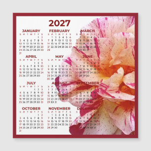 Calendrier Magnétique Minimaliste Fleur Rose 2027 