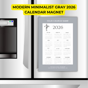 Calendrier Magnétique Minimaliste Moderne Gris 202