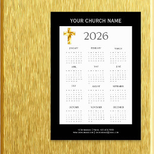 Calendrier Magnétique Minimaliste Moderne Noir Or