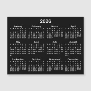 Calendrier magnétique minimaliste noir et blanc 20