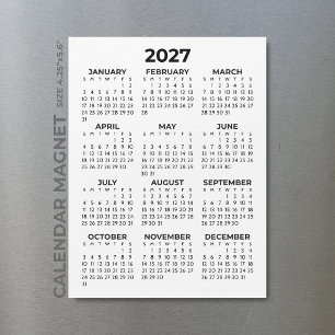 Calendrier Magnétique Minimaliste Simple Noir 2027