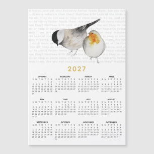 Calendrier magnétique oiseaux aquarelle 2027 Matth