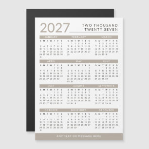 Calendrier Magnétique Personnalisé 2027 Taupe & Bl