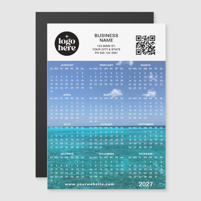 Calendrier magnétique personnalisé avec code QR et (Devant / Derrière)