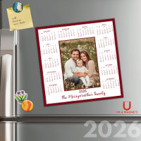 Calendrier magnétique photo 2026 du marron de Bour