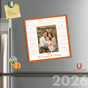 Calendrier magnétique photo orange brûlé 2026