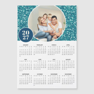 Calendrier magnétique photo personnalisé bleu scin